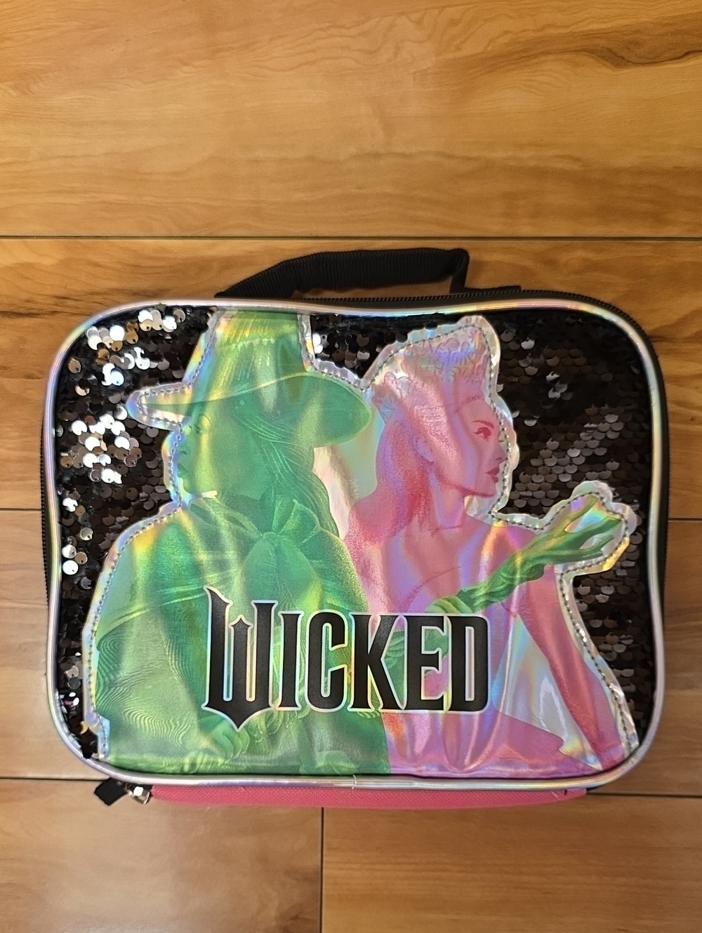Wicked Movie Kids Insulated Lunch Box Flip Sequin Elphaba Glinda Like New